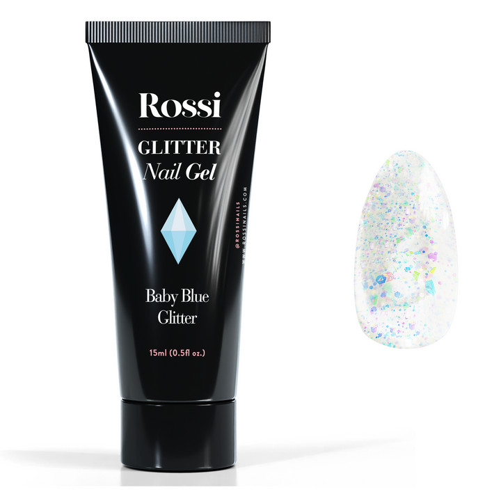 Polygel Rossi - Baby Blue Glitter, 15 ml ROSSI Nails