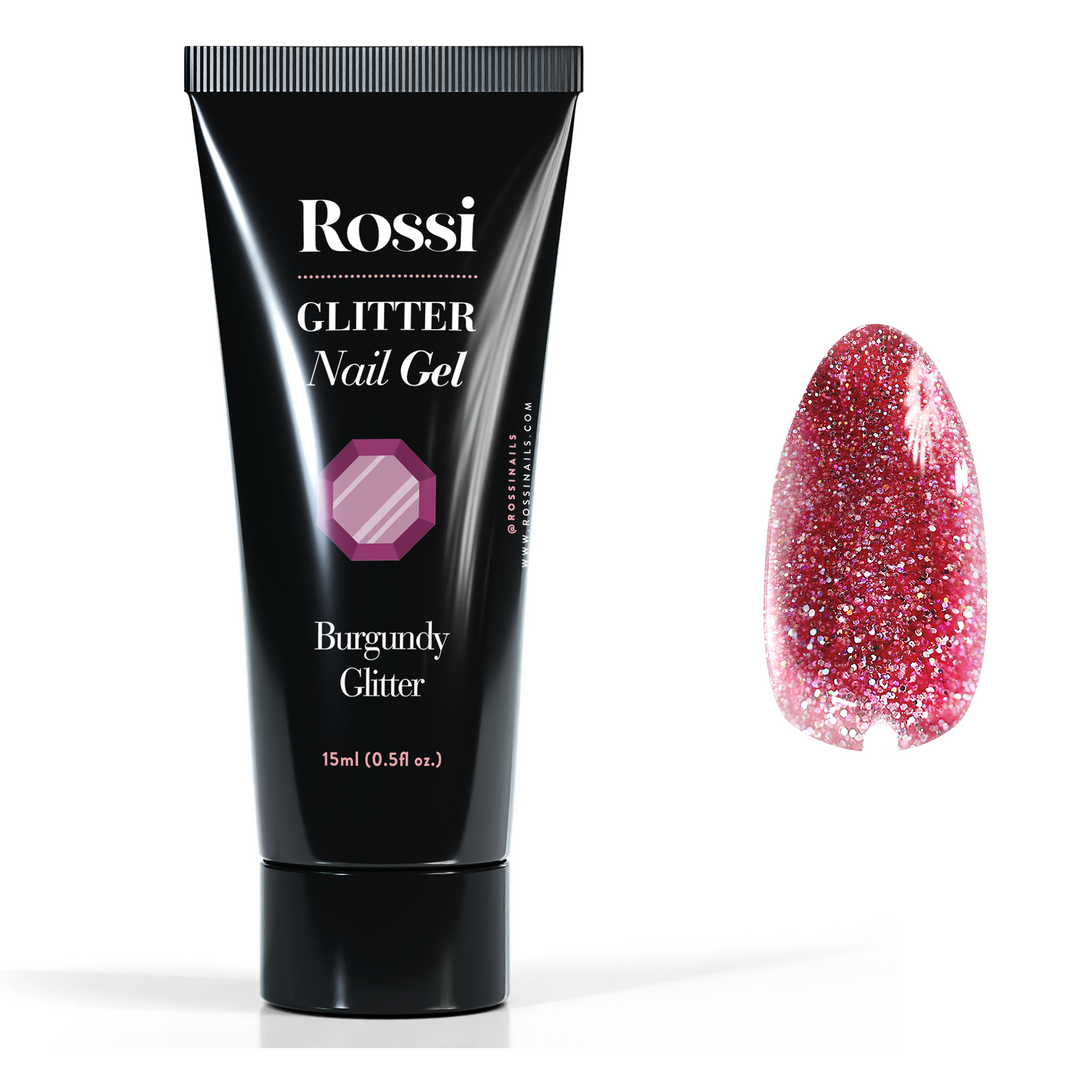 Polygel Rossi - Burgundy Glitter, 15 ml ROSSI Nails